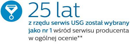 Serwis aparatury USG przez 25 lat z rzędu na pozycji nr 1 w kategorii ogólnej sprawności serwisu OEM**