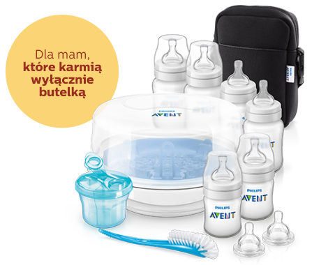 Niezbędne produkty do karmienia butelką: butelki i sterylizator parowy marki Philips Avent