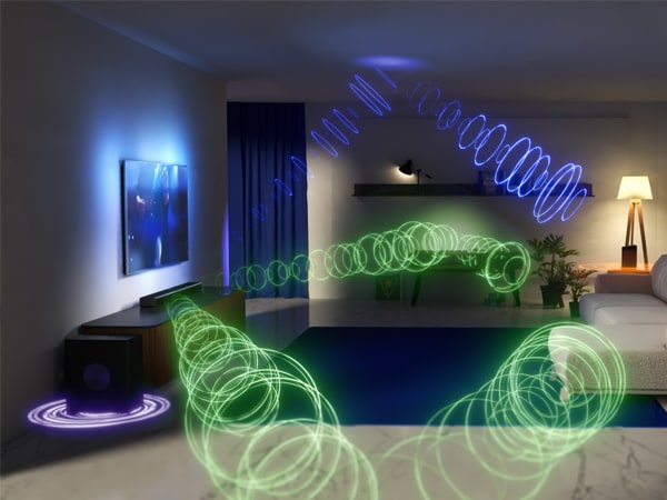 Głośniki soundbar firmy Philips z technologią Dolby Atmos