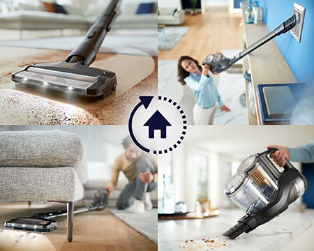 Zastosowanie wielofunkcyjnego odkurzacza bezprzewodowego, posiadającego różnorodne końcówki do czyszczenia różnych powierzchni w całym domu.