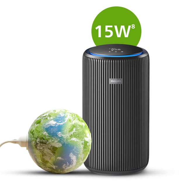 Oczyszczacz powietrza Philips z kulą ziemską podłączoną do przewodu