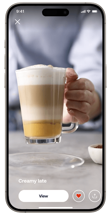 Smartfon z ekranem HomeID przedstawiającym przepis na kawę