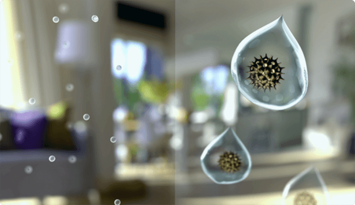 Dzięki technologii nawilżania powietrza NanoCloud, nawilżacz emituje bardzo małe cząsteczki wody co ogranicza rozprzestrzenianie się w powietrzu bakterii.