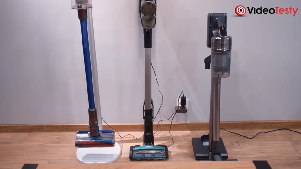 Wideo recenzja VideoTesty - PORÓWNANIE Odkurzaczy Pionowych [Philips XC8149 vs Dyson V11 Absolute vs Samsung PowerJet 90]