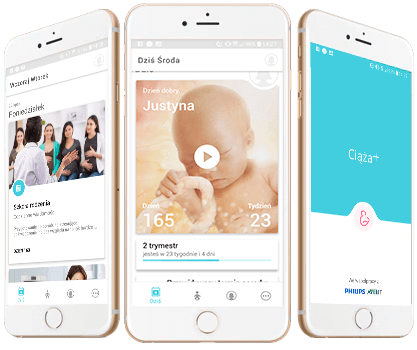 Aplikacja Ciąża+ na ekranie smartfona