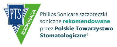 Rekomendacja szczoteczek sonicznych Philips Sonicare przez Polskie Towarzystwo Stomatologiczne.