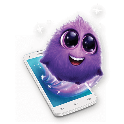 Sparkly na tle smartfona