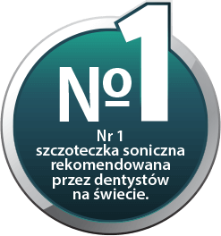 Logotyp szczoteczka soniczna numer 1 rekomendowana przez dentystów na świecie