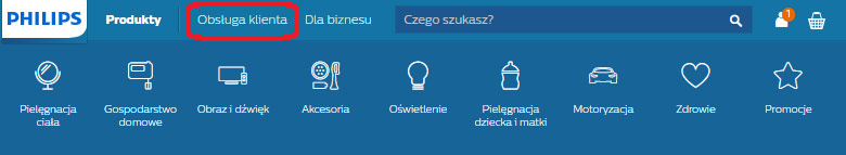 Aby uzyskać pomoc posprzedażną i porady dotyczące korzystania z produktu / instrukcję obsługi / często zadawanych pytań, wybierz kartę Obsuga Klienta.